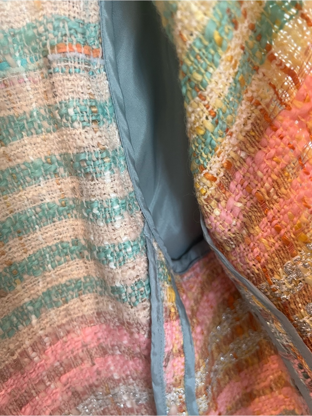 Carlisle Pastel Tweed Zip Jacket in Pink, Mint, Yellow and Blue - Picture 6 of 7